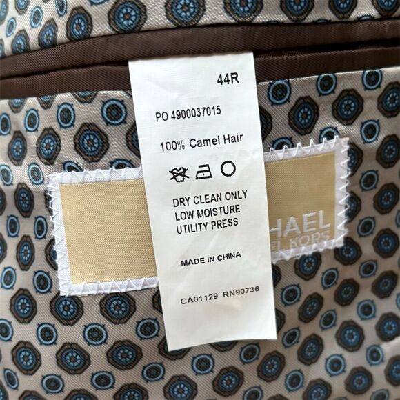 Michael Kors Men's Brown 100% Camel Hair Blazer Size 44 Formal Two-Button - Picture 6 of 9